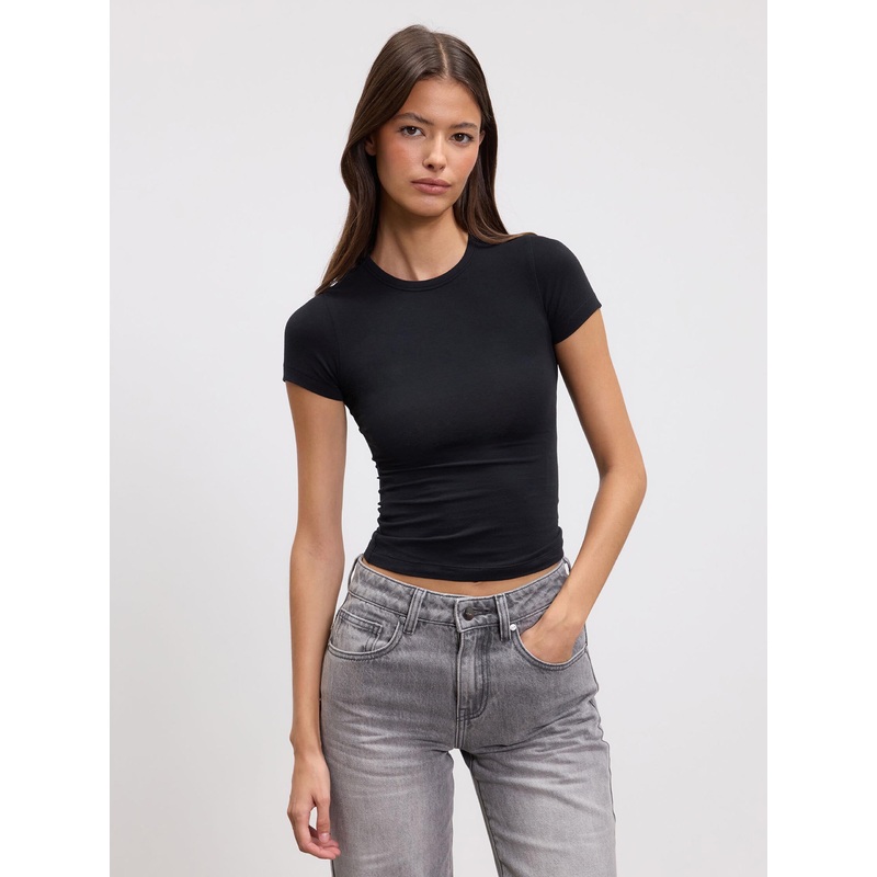 Womens Cotton Jersey T-Shirt in Black XXS (4) Black Jersey