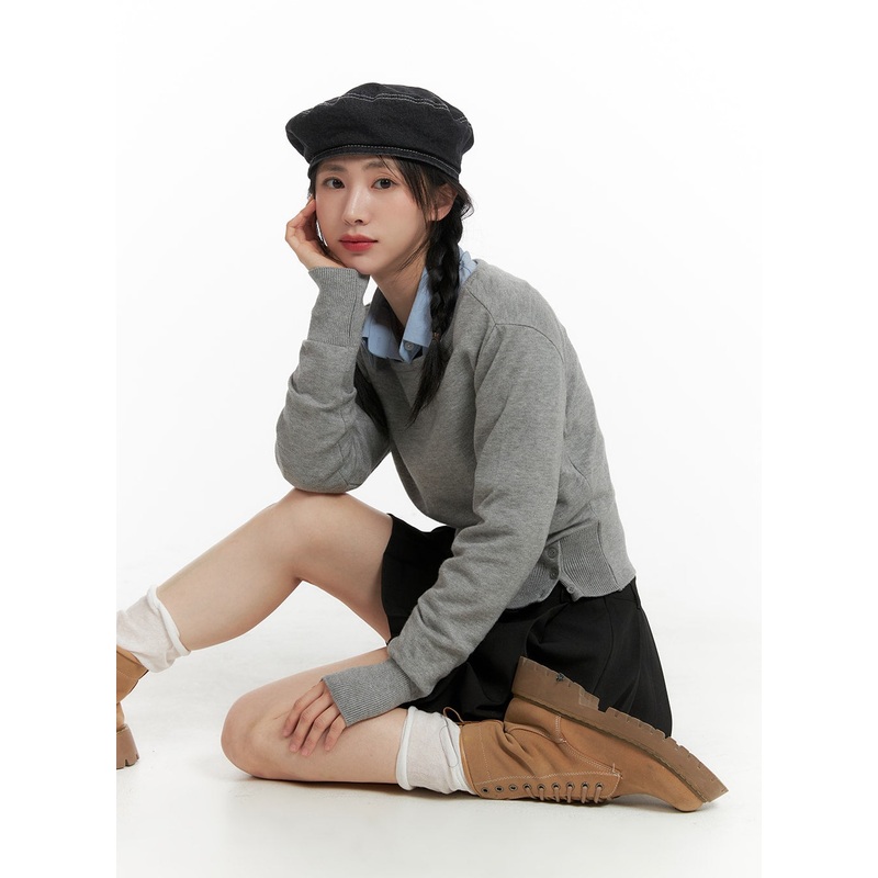 Cozy Knit Sweater OM408 Gray S/M