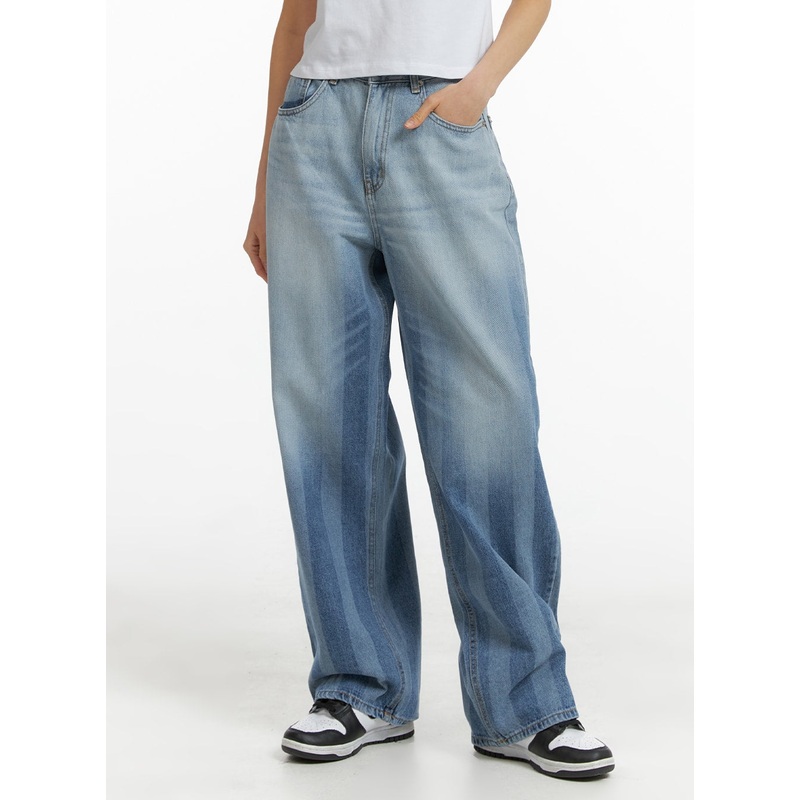 Faded Striped Baggy Jeans CM407 Light blue S