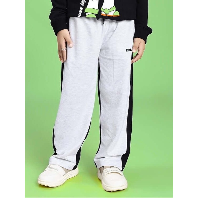 SIDE SEAM BAGGY JOGGER FOR BOYS AND GIRLS GREY BLACK 1-2 YRS