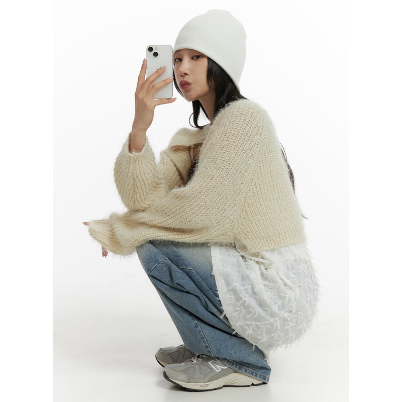 Soft Knit Bolero Sweater CM405 Light beige S/M