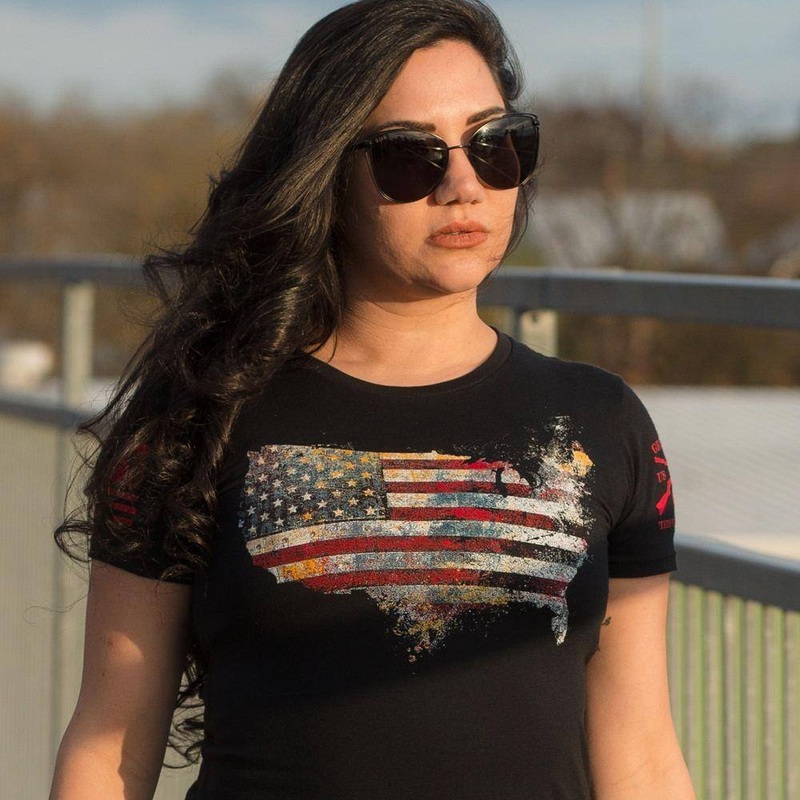 Women’s Red Blood Nation Slim Fit T-Shirt – Black Small