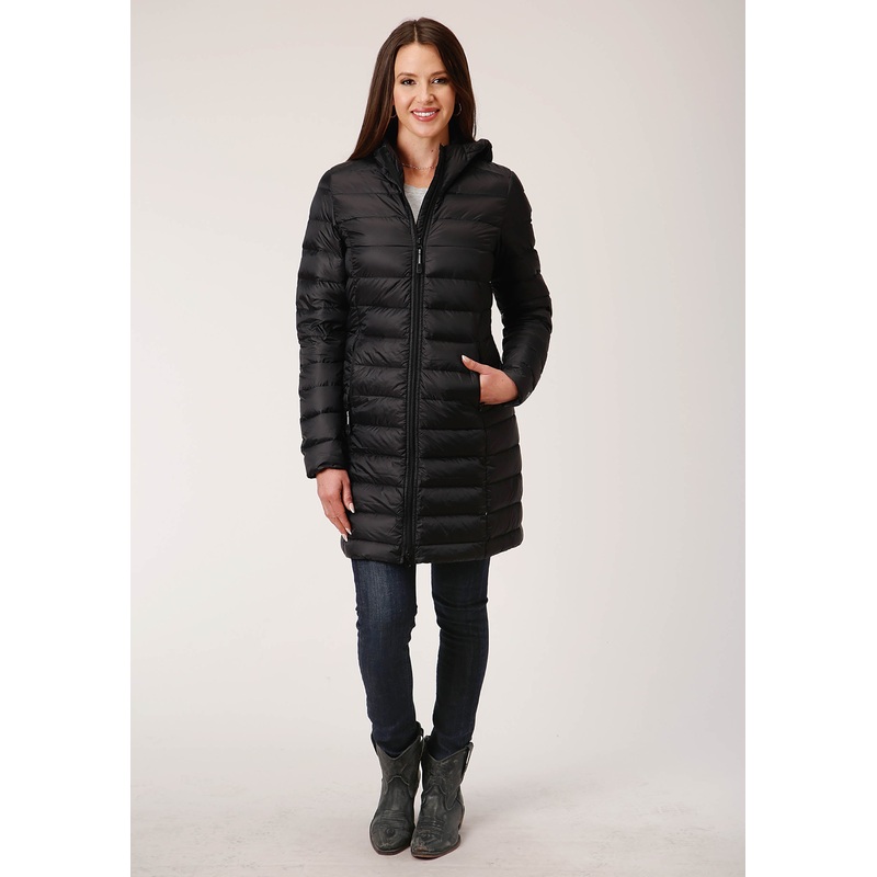 Womens Black Nylon Dwn Proof Coated Jacket XS