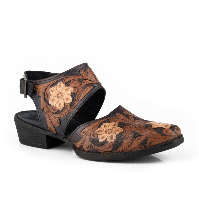 Womens Brown Allover Floral Tooled 5 R