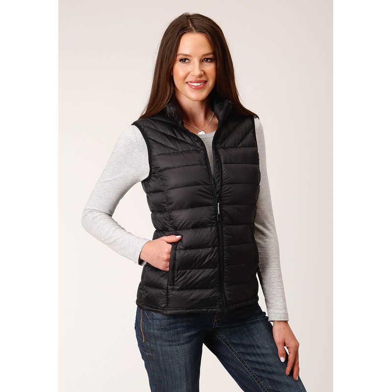 Womens Down  Black Nylon Dwn Proof Coated Vest XS