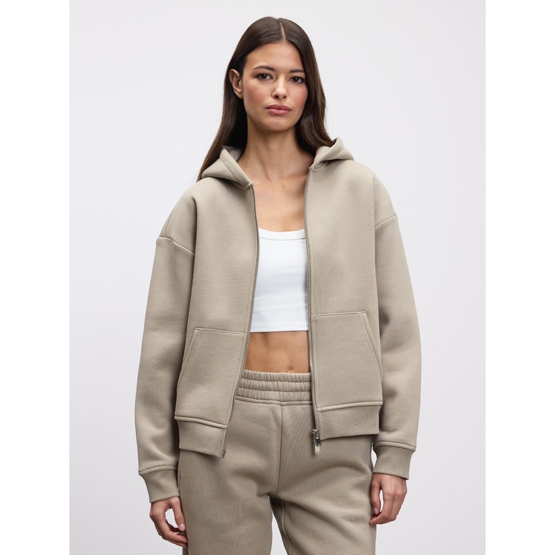 Womens Relaxed Zip Hoodie in Stone XXS (4) Stone Relaxed