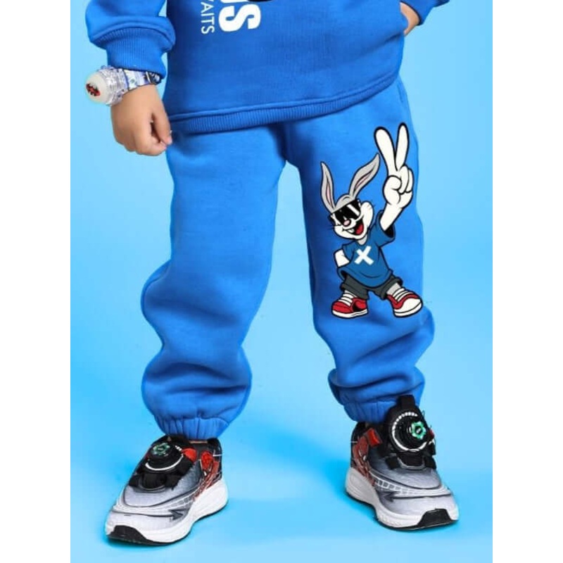 ADVENTURE BUNNY FLEECE JOGGER FOR BOYS AND GIRLS BLUE 1-2 YRS
