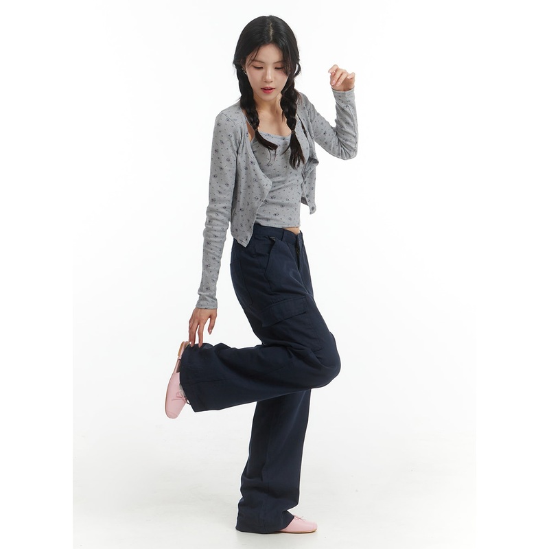 Cargo Straight Leg Pants OM404 Dark blue S