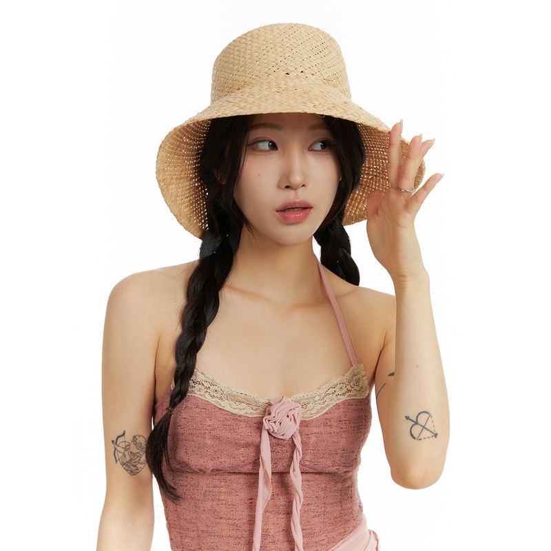 Raffia Hat IM404 Beige One Size