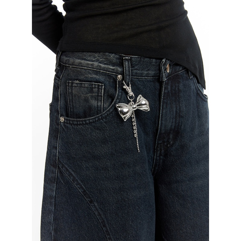 Metallic Ribbon Keyring IF421 Light gray One Size