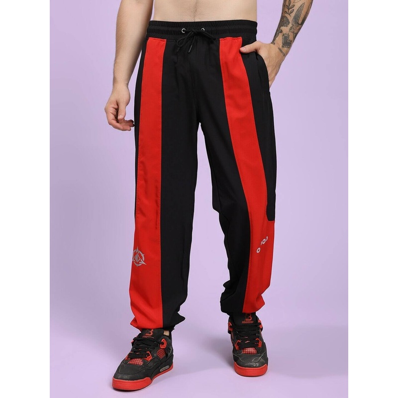 POWER BLOCK RELAXED FIT JOGGER BLACK RED XS