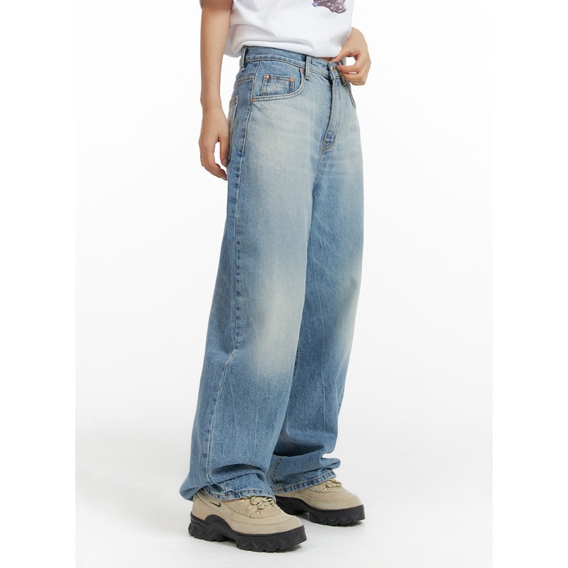 Washed Wide-Leg Jeans CF419 Blue S