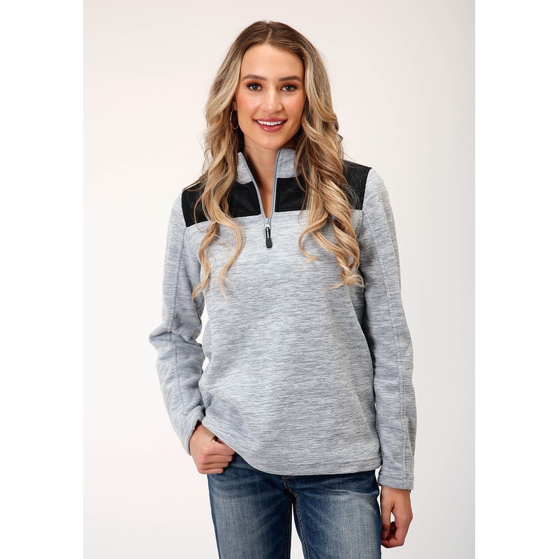 Womens Hthr Grey Micro Fleece Pullover XS