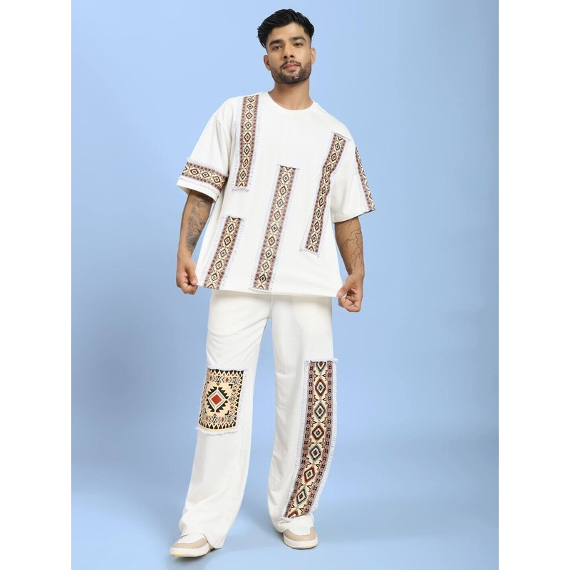 YARA GEOMETRIC PRINT CO-ORD SET OFF-WHITE XS