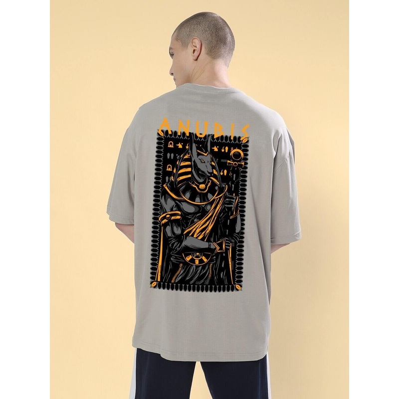 ANUBIS EGYPTIAN PRINTED OVERSIZED T-SHIRT GREY XS