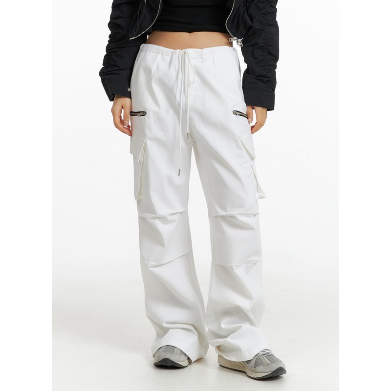 Cargo Pocket String Pants CF414 White S/M