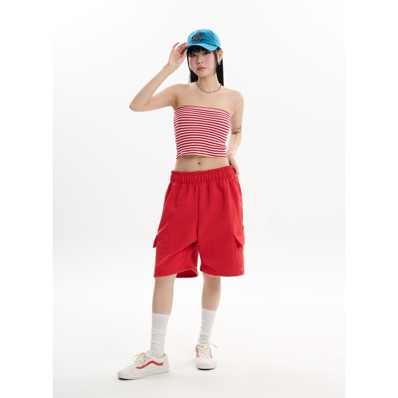 Comfortable Wide Leg Shorts IF413 Red M/L