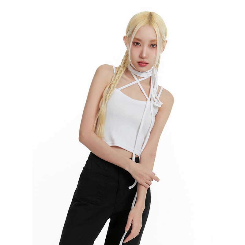 Drawstring Cami Top IF408 White S/M