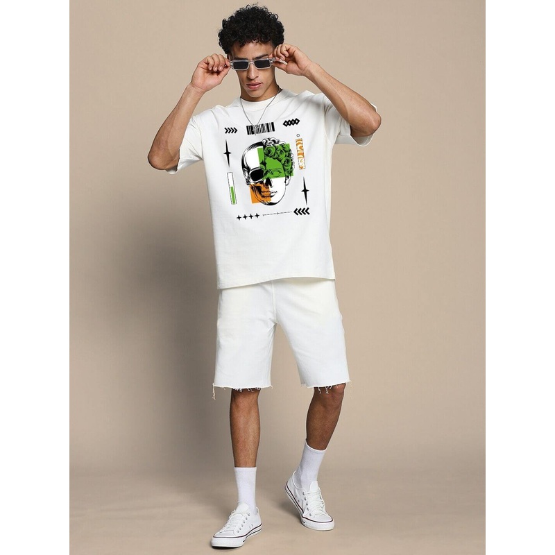 NEO CLASSIC SKULL PRINTED CO-ORD SET OFF WHITE XS