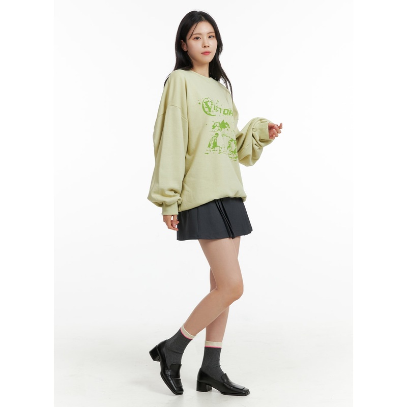 Pleated Mini Skirt OF415 Dark gray S/M