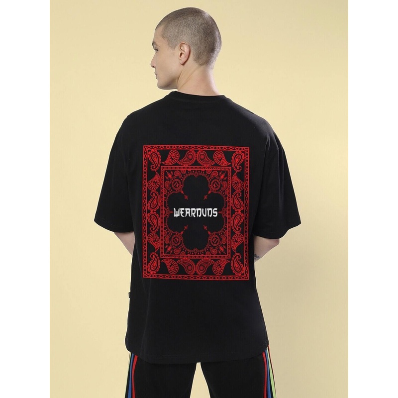 URBAN CULTURE PRINTED OVERSIZED T-SHIRT BLACK XS