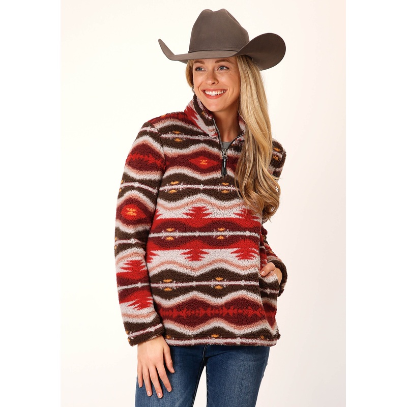 Womens Blanket Aztec Polar Fleece Pullover XS