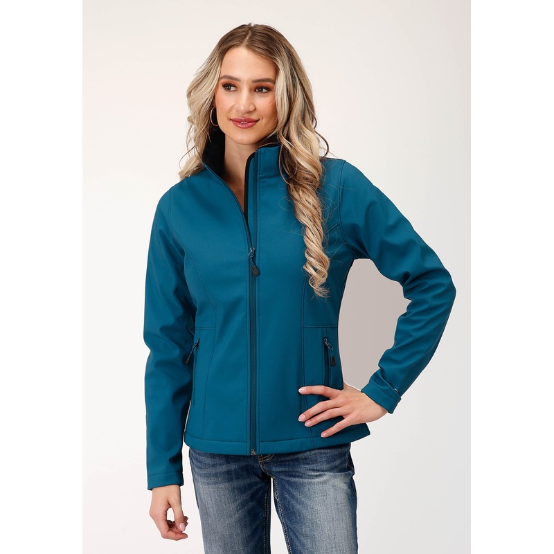 Womens Deep Teal Grid Soft Shell Tech Jacket XS