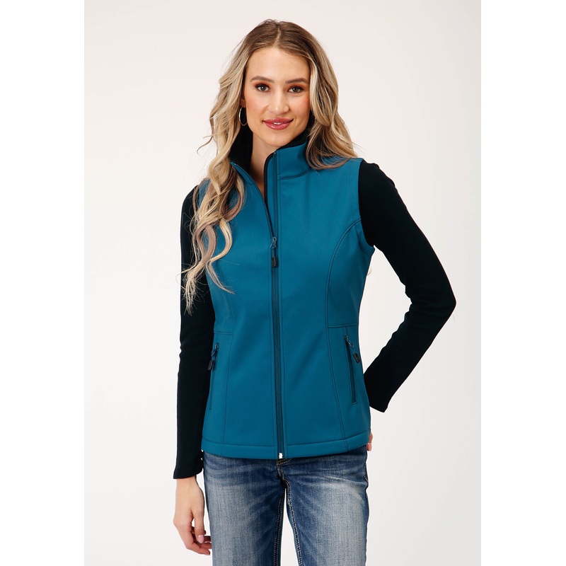 Womens Tech  Deep Teal Grid Soft Shell Vest XS