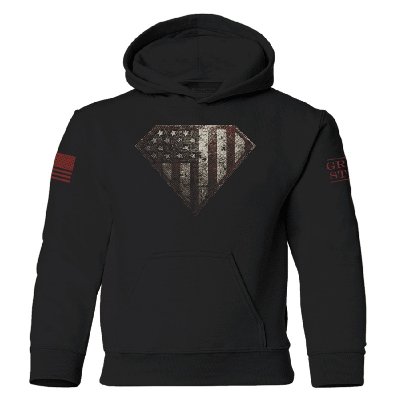 Youth Super Patriot Hoodie – Black Small