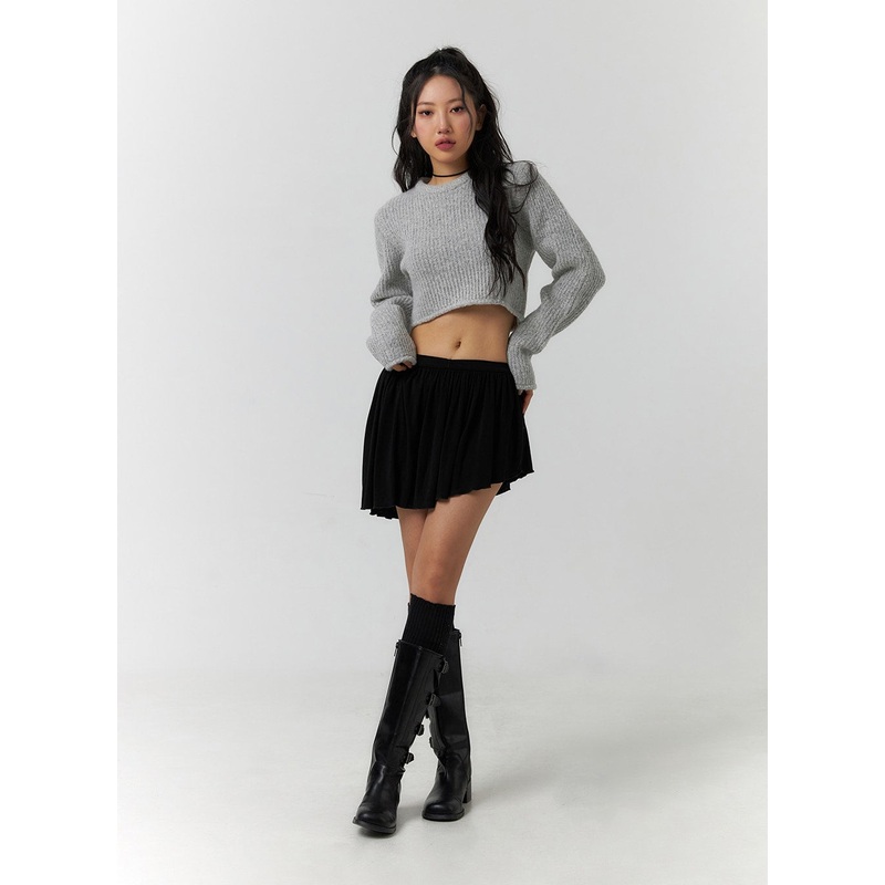 Asymmetrical Frill Mini Skirt CF405 Black S/M
