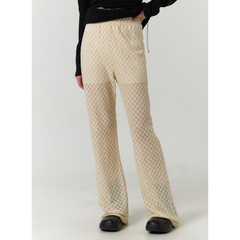 Lace Slim Pants CF407 Light beige S/M