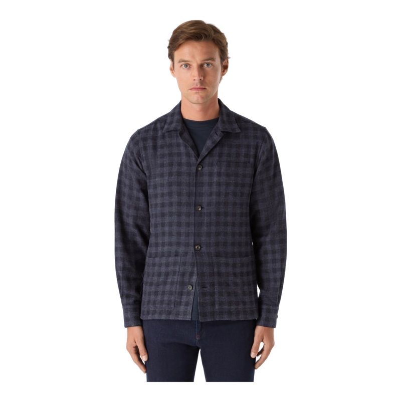 Oliver Sweeney Tramore Brushed Cotton Shacket Navy Check Medium
