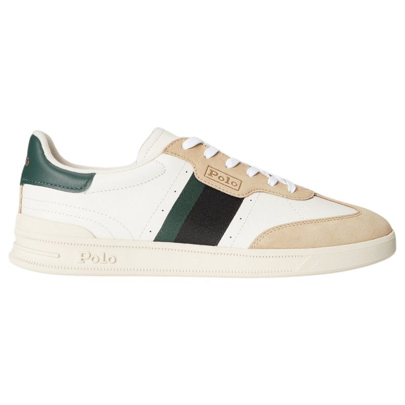 Polo Ralph Lauren Heritage Aera Low Top Trainers Bone/Black/Green 7