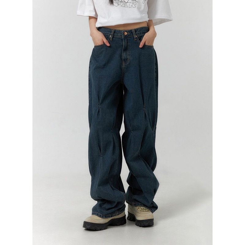 Quilted Wide Leg Denim CF406 Dark blue S