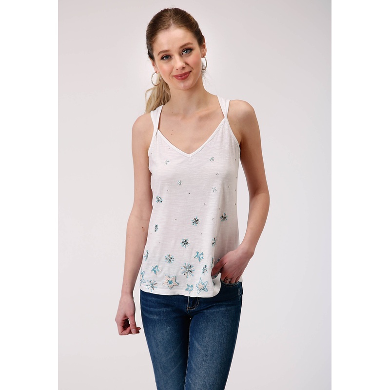 Womens Sleeveless Knit Slub Jersey Tank Top XS