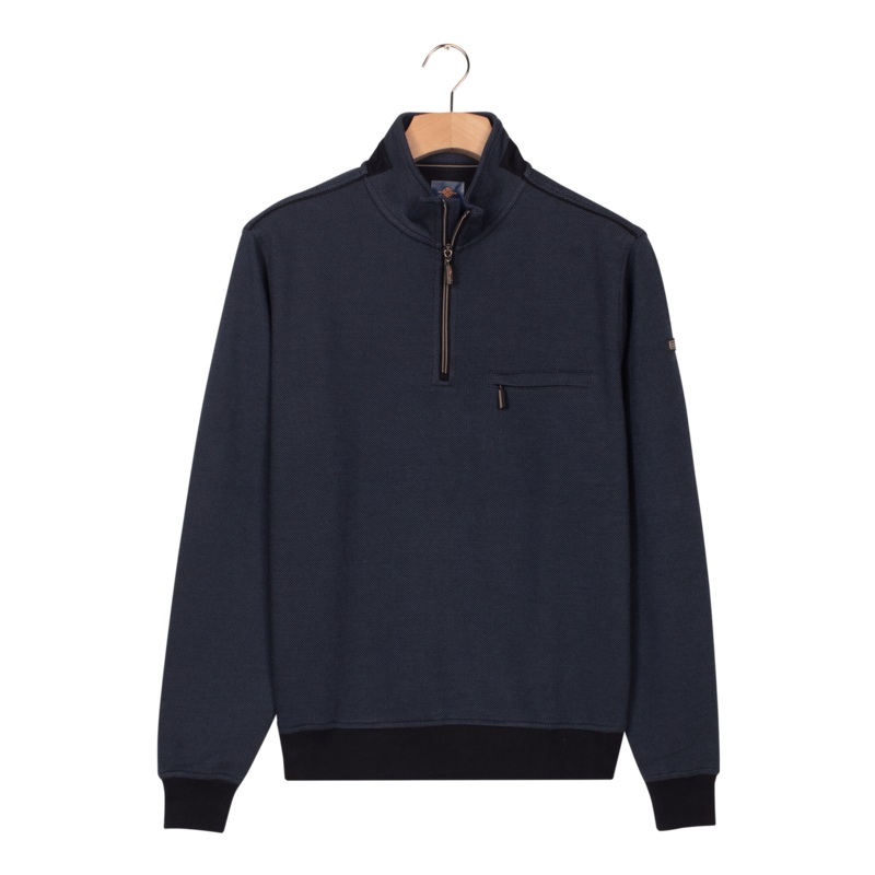 Baileys Textured Quarter Zip Sweatshirt Navy Small