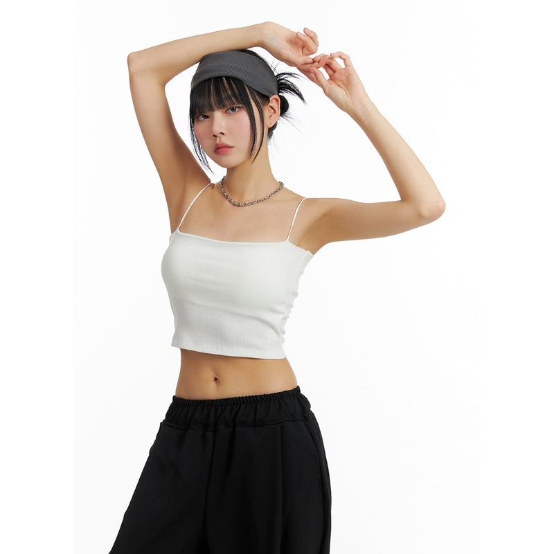 Basic Cropped Cami Top IF402 White S/M