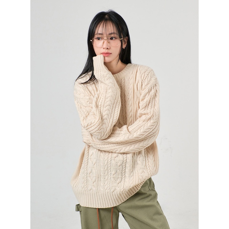 Cozy Cable Knit Sweater OF405 Light beige M/L