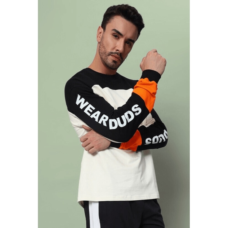 DUDS GEOMETRIC OVERSIZED SWEATSHIRT BLACK OFF WHITE XS