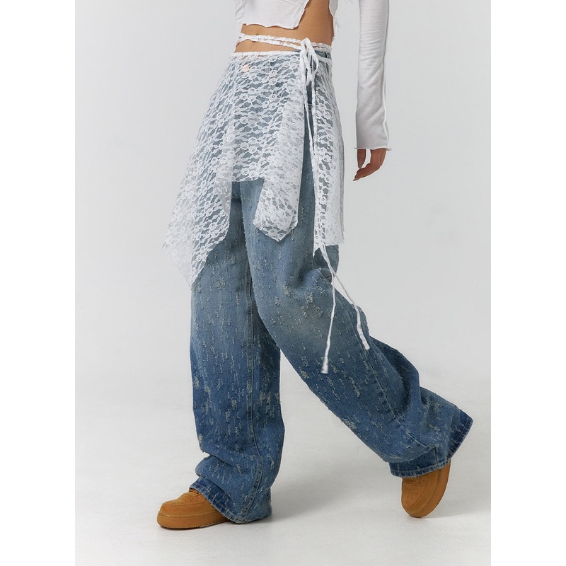 Floral Lace Mini Wrap Skirt CF401 White S/M