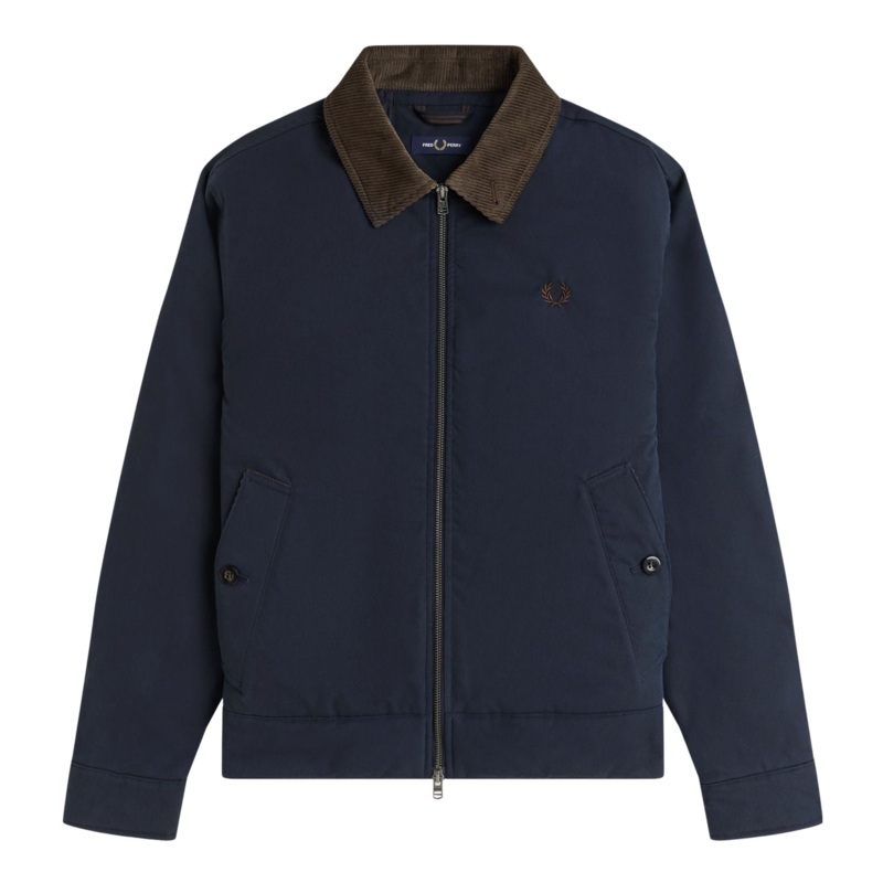 Fred Perry Cotton Cuban Jacket Navy Medium