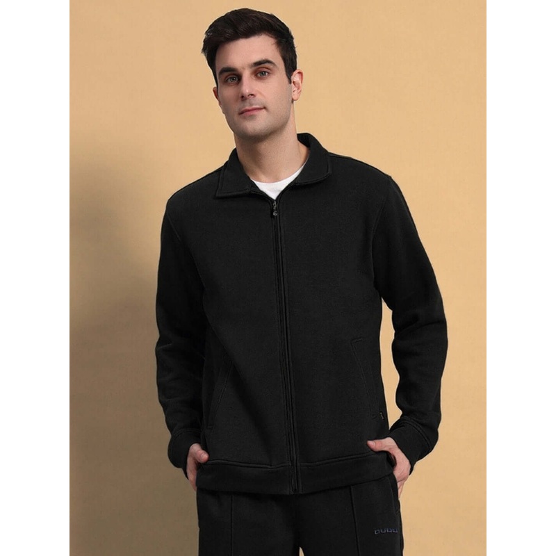 SHAGGY COTTON FLEECE JACKET BLACK XS