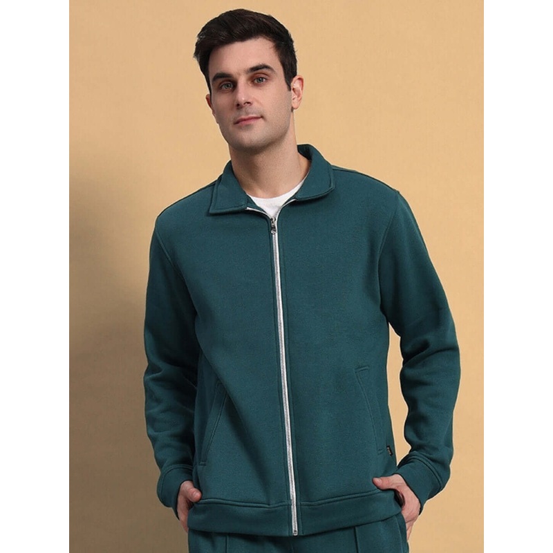 SHAGGY FLEECE JACKET TEAL GREEN XS