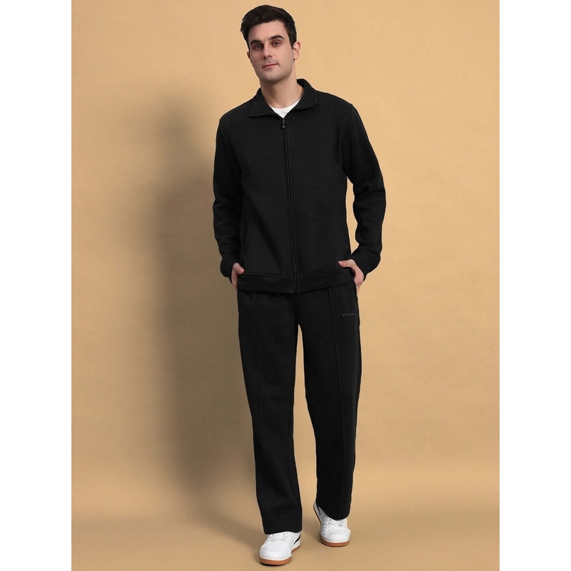 SHAGGY ZIPPER FLEECE CO-ORD SET BLACK XS