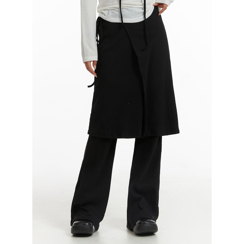 Skirt Layered Wide Leg Pants CF401 Black S/M