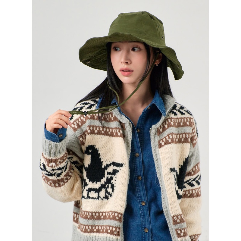 Solid Tape Bucket Hat OF405 Dark green One Size