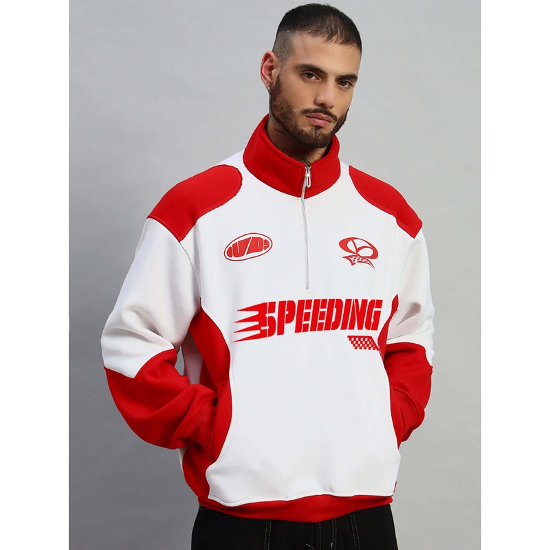 SPEEDING FLEECE COLORBLOCK JACKET RED XS