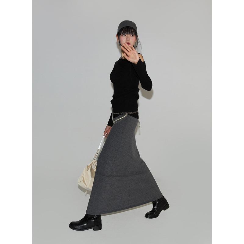 Unbalanced Basic Sweater IF402 Black S/M