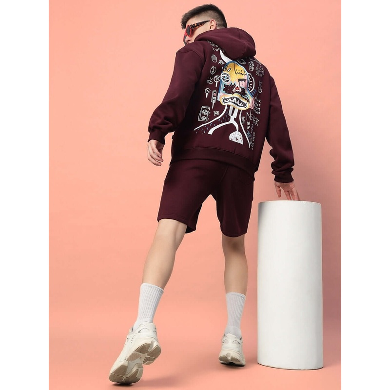 WEARDUDS JUMBLED FLEECE CO-ORD WINE S