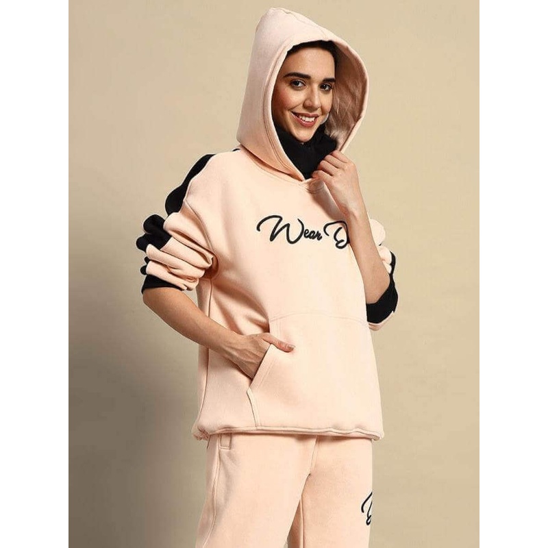 WOMEN REGIMENT FLEECE HOODIE BEIGE BLACK XS